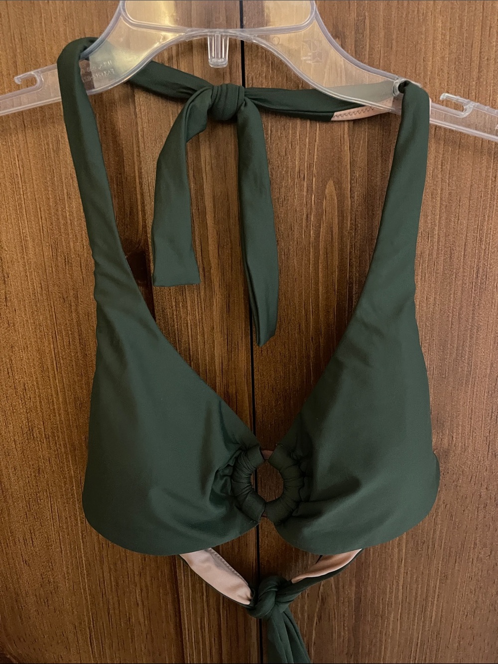 J. Crew Dark Green Halter Ring Bikini Top